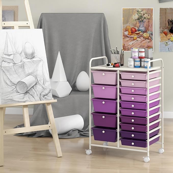 HAPPYGRILL 15-Drawer Rolling Cart, Storage Carts - Image 2