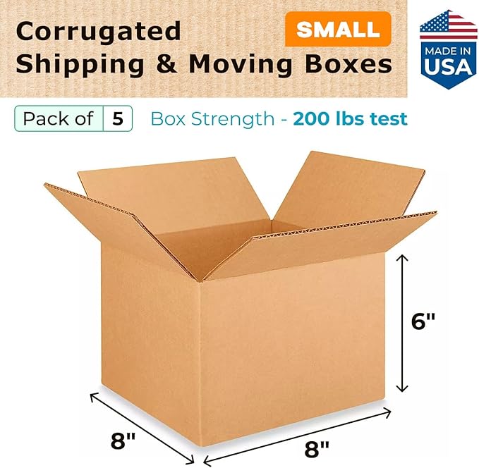 Small Moving & Shipping Boxes 8 x 8 x 6 inches - Image 2