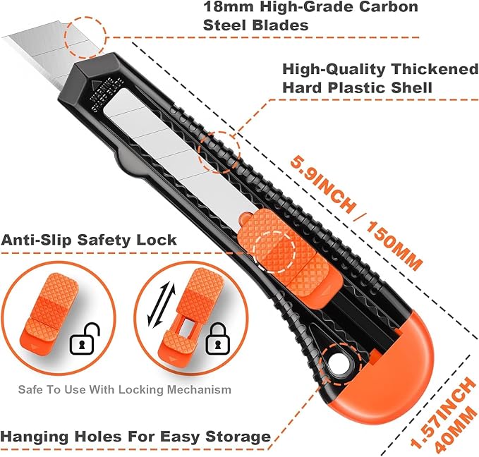 JOYUMY 20 Pack Utility Knife, Box Cutter Retractable, Box Knife - Image 5