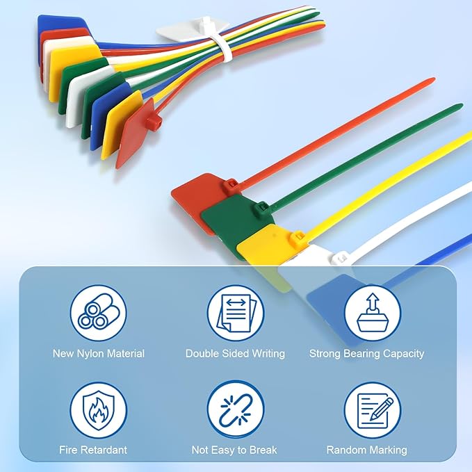 4 in Marker Nylon Cable Ties, Plastic Water Proof Tags, Self-Locking Written-on - Image 4