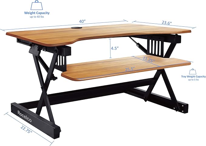 Rocelco 40" Large Height Adjustable Standing Desk BUNDLE - Image 3