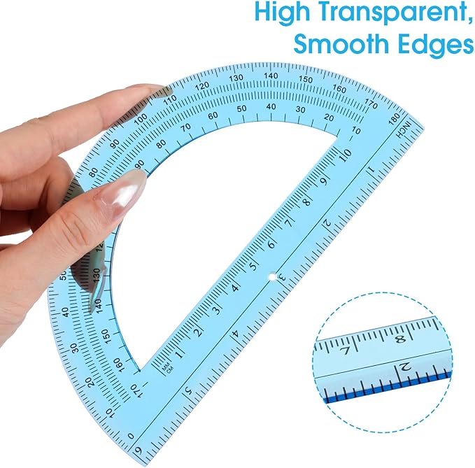 Hoiny 10 Pack Clear Protractor, 6 Inch Plastic Protractors, 180 Degrees - Image 6