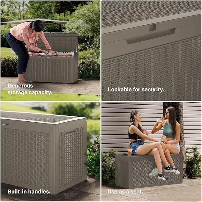 PATIOEASY Outdoor Storage Box 150GAL Waterproof Resin Deck Box, UV-Resistant - Image 8