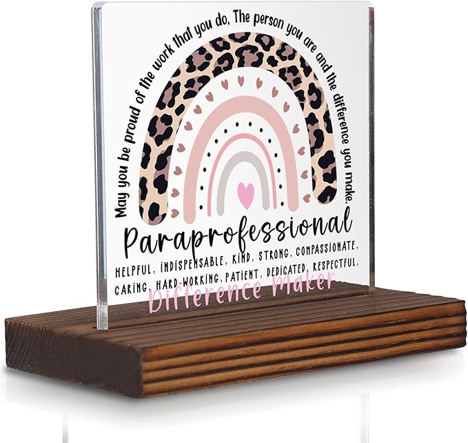 Paraprofessional Appreciation Gift Desk Sign, Difference Maker Thank You Gift by Pariveca