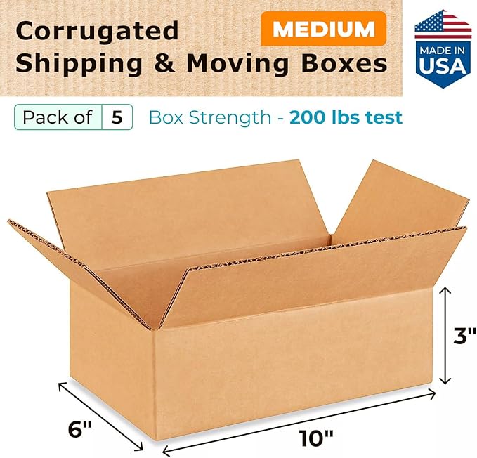 Medium Moving & Shipping Boxes 10 x 6 x 3 inches - Image 2