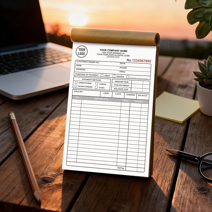 Custom Invoice Book with Logo 50 Set Personalized Receipt Books Customized - Image 7