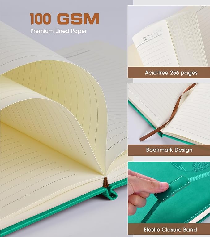Biuwory Lined Journal Notebook for Women Men, 256 Pages A4 Large Hardcover - Image 4