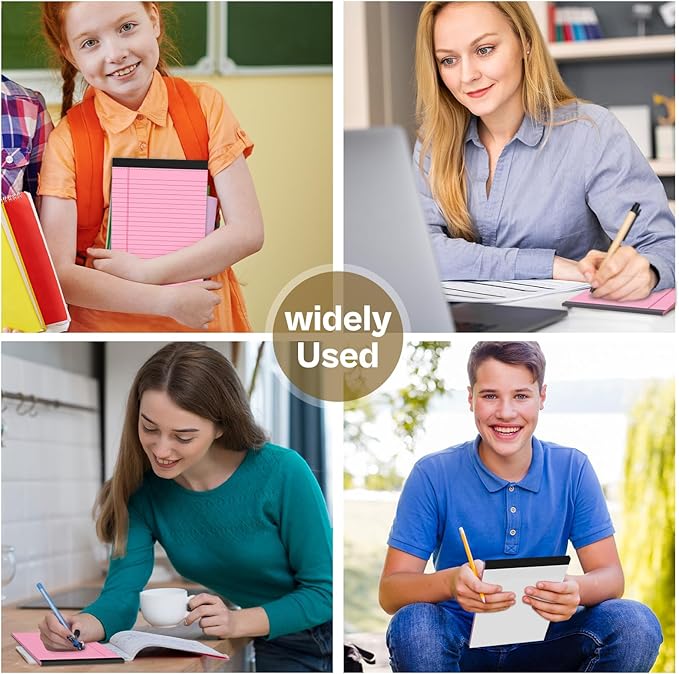 360 Sheets Pink Note Pads 5" x 8" Pack of 12 Small Legal Pads College Ruled - Image 7