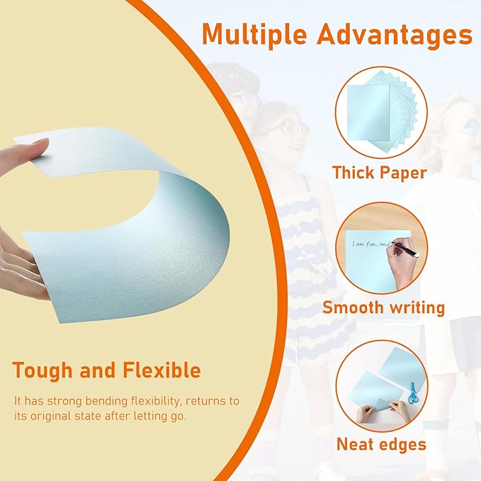 28 Sheets Light Blue Shimmer Cardstock 8.5 x 11 Certificate Paper, 92lb Premium - Image 3