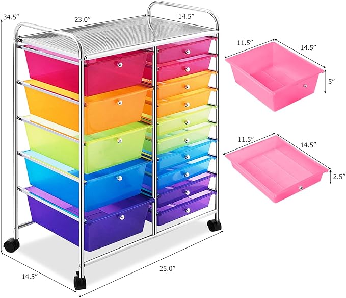 GOFLAME 15-Drawer Rolling Storage Cart, Craft Storage Cart - Image 3
