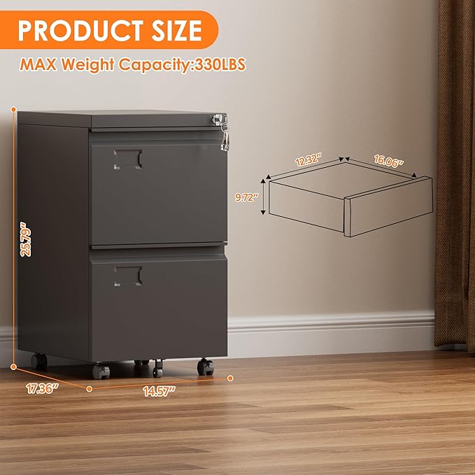 METAN 2 Drawer Vertical File Cabinet - Image 3