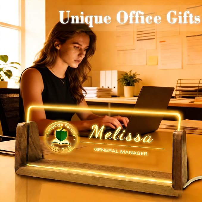 Desk Name Plate Personalized Custom Light Up Acrylic Plaque - Image 7