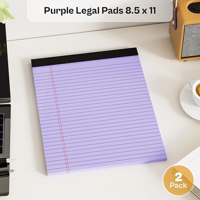 2 Pack Legal Pads 8.5 x 11 Purple Note Pads 8.5 x 11 Notepad 8.5 x 11 Micro - Image 5