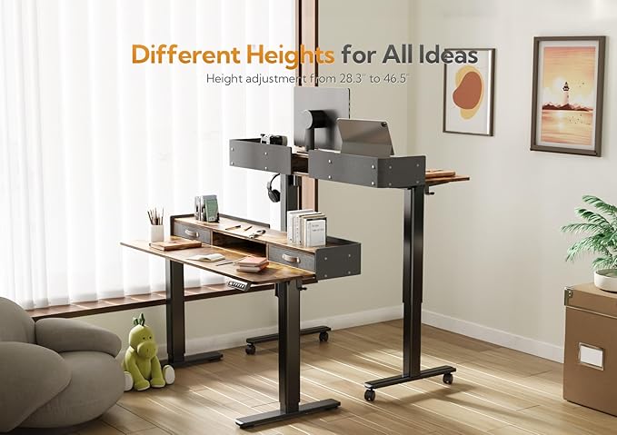 Claiks Standing Desk with Drawers, Adjustable Stand Up Electric Standing Desk - Image 9