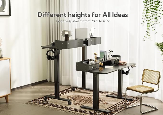 Claiks Standing Desk with Drawers, Adjustable Stand Up Electric Standing Desk - Image 6