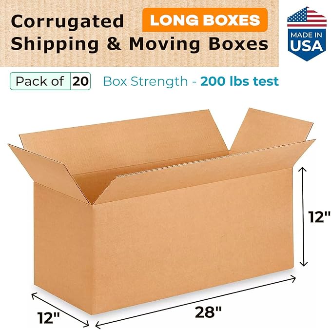 Long Shipping & Moving Boxes 28"L x 12"W x 12"H - Image 2