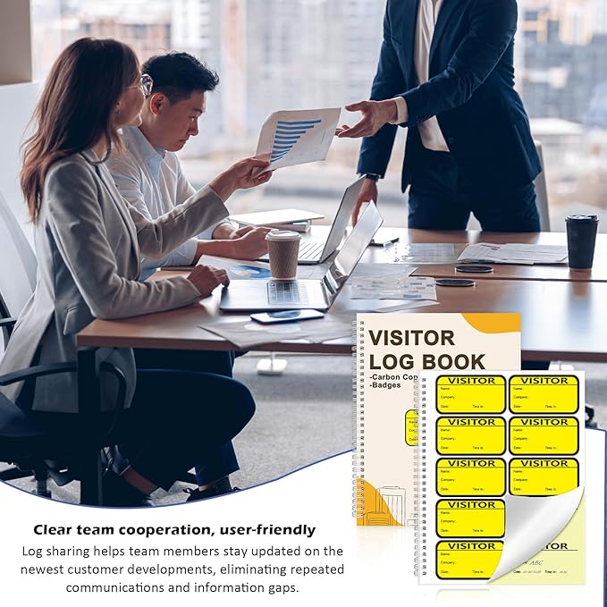 3 Pack Visitor Badges with Carbon Copy Visitor Stickers Letter Size Visitor Log - Image 6