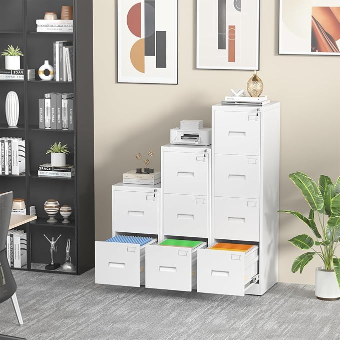 INTERGREAT 3 Drawer File Cabinet, Locking Tall File Cabinets - Image 2