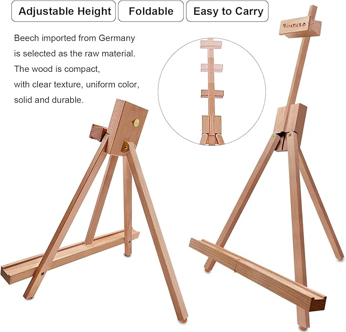 Miratuso Art Easel A-Frame Painting Easel, Wood Display Stand Holding Canvas Up - Image 3