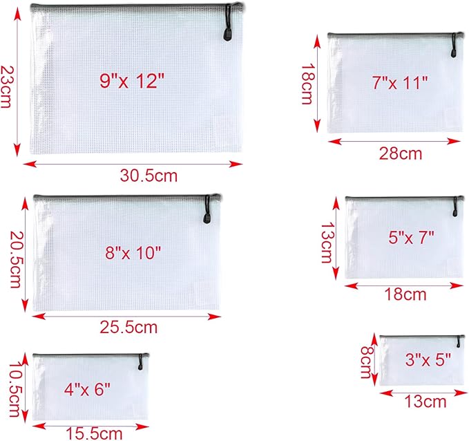 Oaimyy-18 Pcs, Large Mesh Zipper Pouch Document Folders Bag Plastic Zip File - Image 3