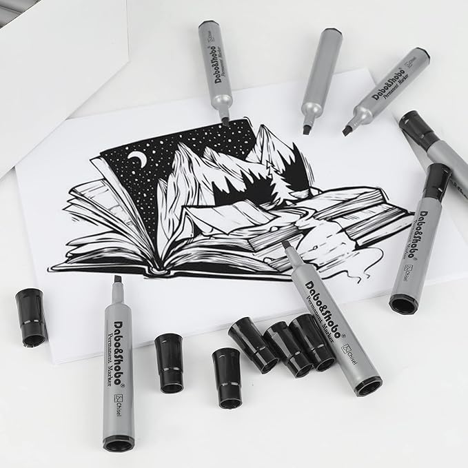Dabo&Shobo 72 Pack Permanent Markers, Chisel Point, Quick Drying Ink, Works on - Image 6