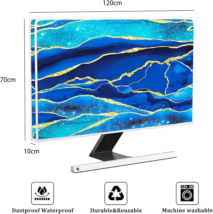 Baocicco Royal Blue Marble Waterproof TV Cover 50, 52 Inch Creative Design - Image 2