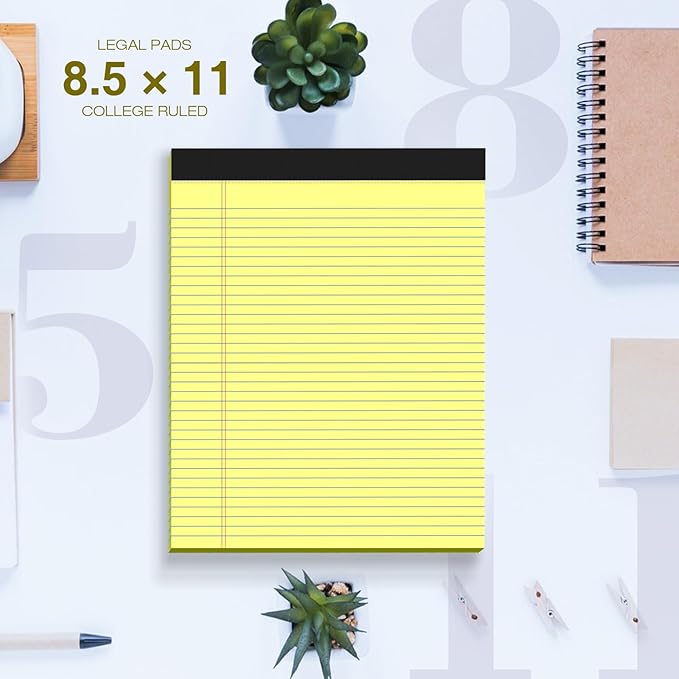 12 Pack Legal Pads 8.5" x 11" College Ruled Yellow Note Pads 8.5 x 11 Inch - Image 6