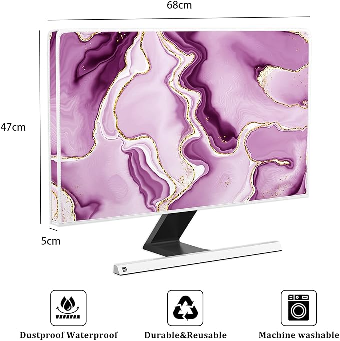 Baocicco Violet Gold Marble Waterproof Computer Monitor Dust Cover 26, 28 Inch - Image 2