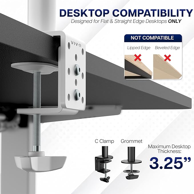 VIVO Dual Monitor Desk Mount, Heavy Duty Fully Adjustable Steel Stand, Holds 2 - Image 6