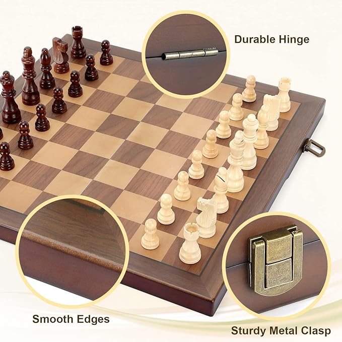 Magnetic Wooden Chess Set for Adults Kids 15'' Chess Board - Image 2
