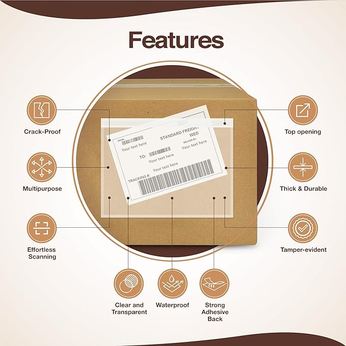 7"x10" Shipping Label Sleeves 100 Pack- 3.12 Mil Thick Strong Adhesive Back - Image 3