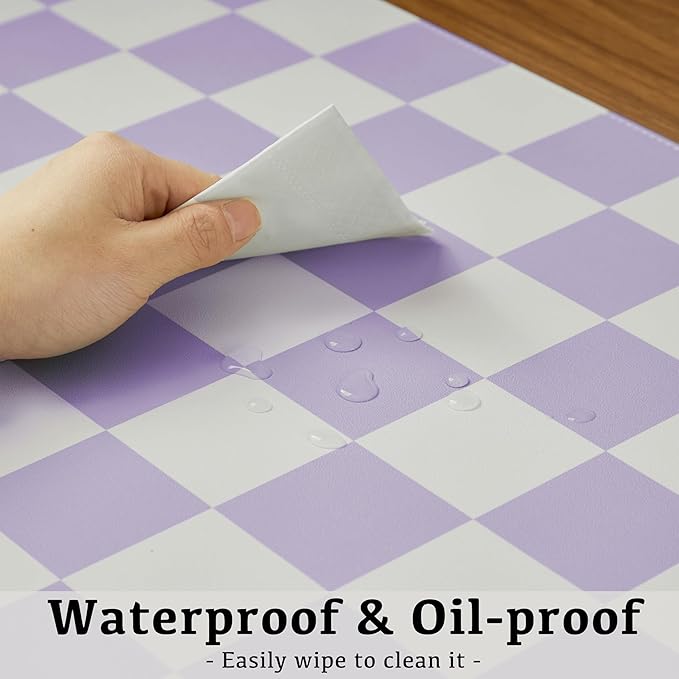 Ohocut Checkered Desk Mat, Large Cute Aesthetic Retro PU Leather Computer - Image 6