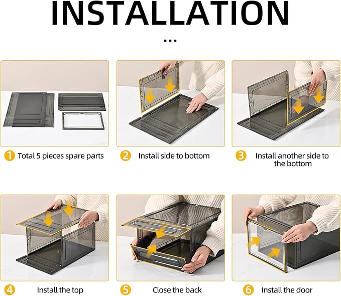 KEFA 8 Pack US 15 XXL Clear Shoe Storage Boxes Stackable, Shoe Organizer Clear - Image 6