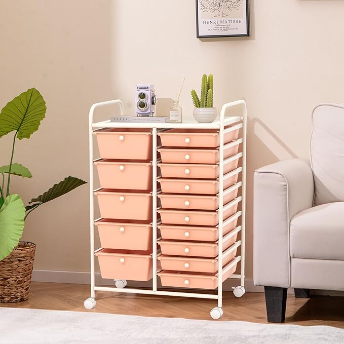 GOFLAME 15-Drawer Rolling Storage Cart, Craft Storage Cart - Image 9