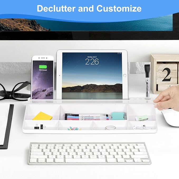 Desktop Glass Whiteboard with Storage, Desk White Board with Computer Keyboard - Image 4