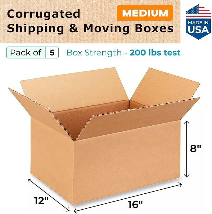 Medium Shipping & Moving Boxes 16 x 12 x 8 inches - Image 2