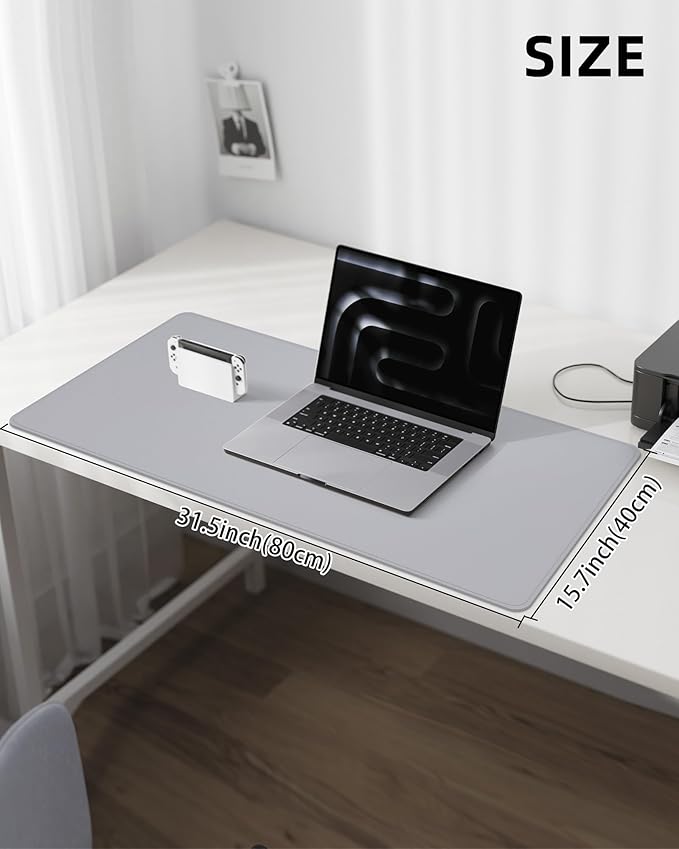 Leather Desk Pad Protector, Mouse Pad, Office Mat, Non-Slip PU Leather Blotter - Image 5