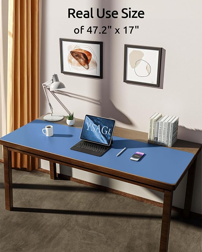 YSAGi Leather Desk Protector, Office Mat, Large Mouse Mat, Non-Slip PU Leather - Image 2
