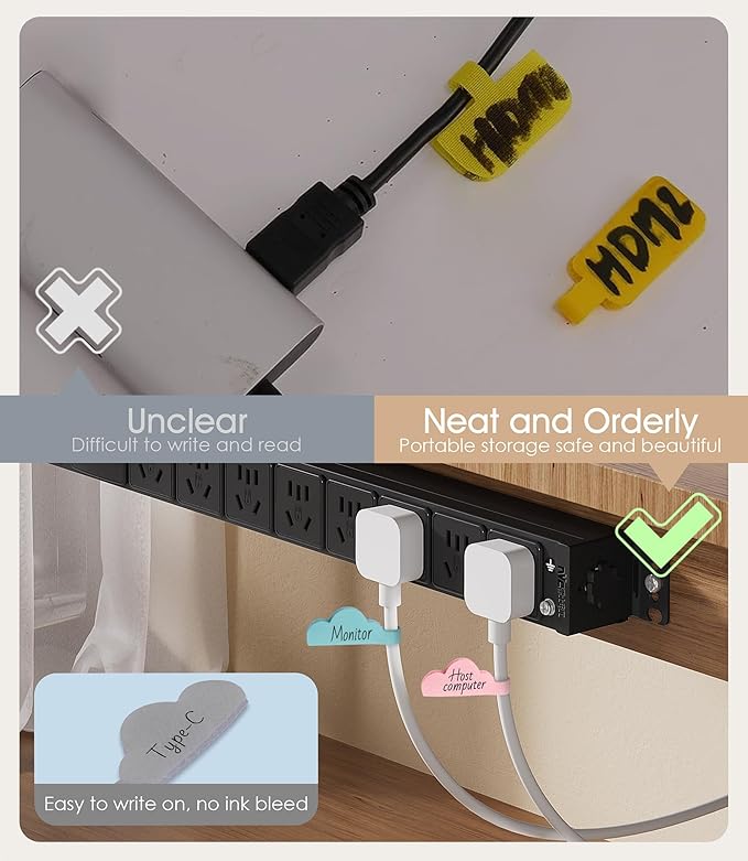 Nearockle 24Pcs Cable Labels for Organizing Wires and Identification, Upgraded - Image 4