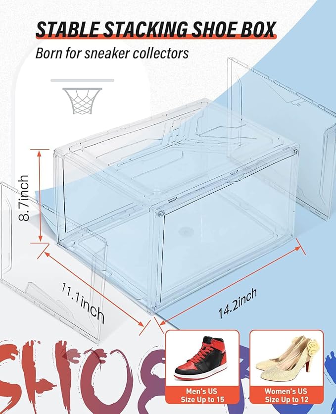 KDOR Clear Plastic Shoe box Organizer, 3 Pack Stackable Sneaker Boxes, - Image 2