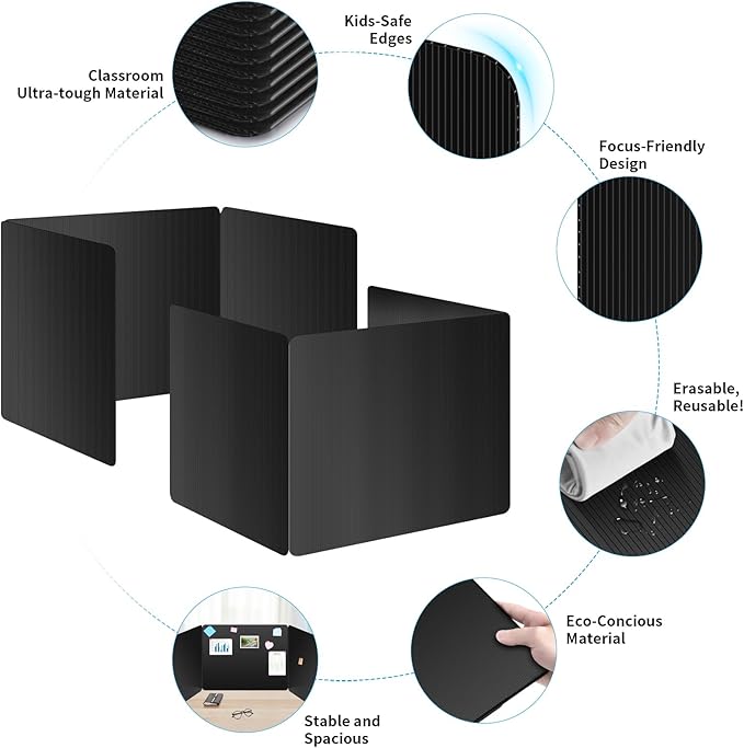 18 Pack Black Desk Dividers for Students, Privacy Shields Folder for Students - Image 3