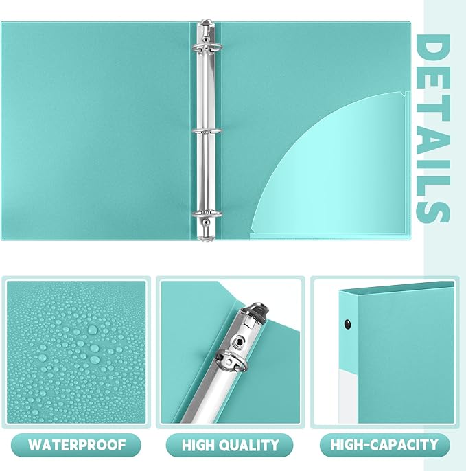 Henoyso 36 Pcs 3 Ring Binder 0.5 Inch Round Fits Letter Size 8.5'' x 11'' Paper - Image 3