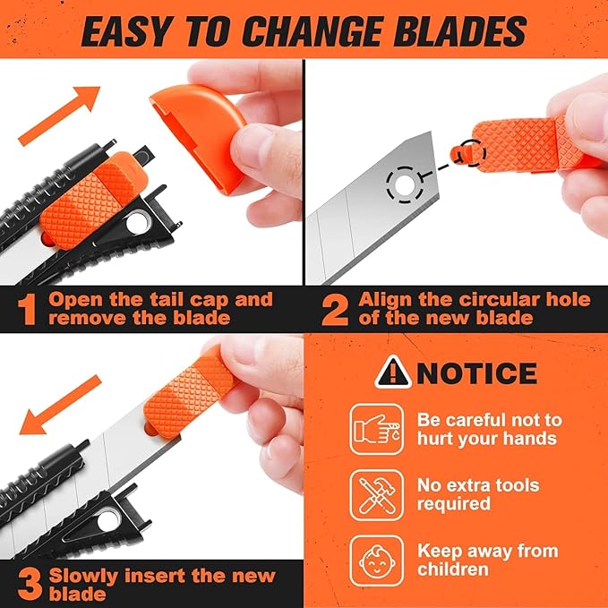 JOYUMY 20 Pack Utility Knife, Box Cutter Retractable, Box Knife - Image 8