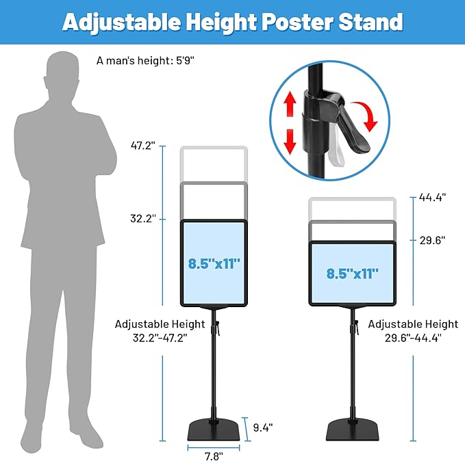 VAIIGO Sign Holder Stand 8.5 x 11, Adjustable Poster Stand - Image 3