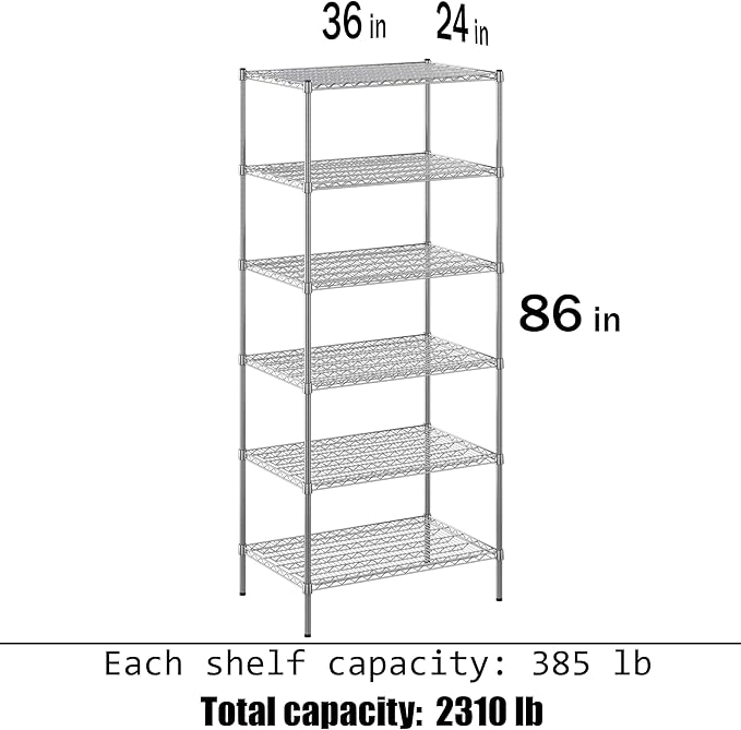 Regal Altair 24" Deep x 36" Wide x 86" Height Wire Shelving Kit | 6-Tier | NSF - Image 3