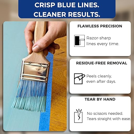 SWRT Blue Painters Tape 2 Inch Wide – 12 Rolls x 55 Yards, Clean Removal - Image 9