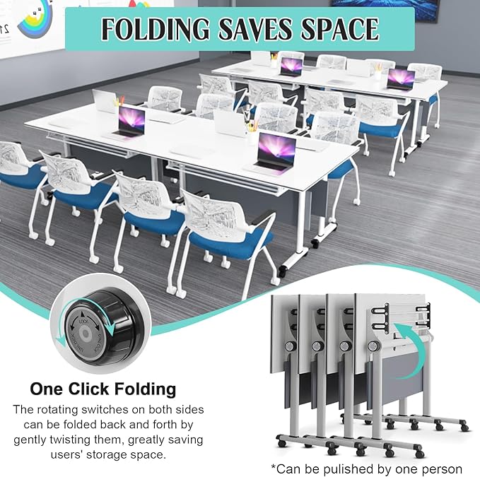 JEHUJD Conference Table, 55.1''Folding Conference Room Table - Image 3