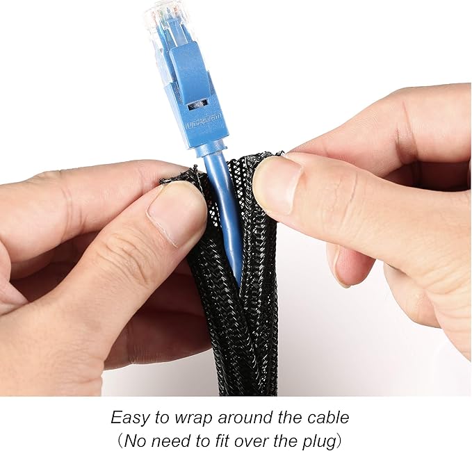 CrocSee 10ft - 1/4 inch Braided Cable Management Sleeve Cord Protector - - Image 2