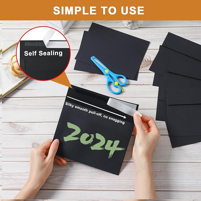 Silunkia Black Blank Greeting Cards and Envelopes 4 x 6 Heavyweight Flat - Image 5