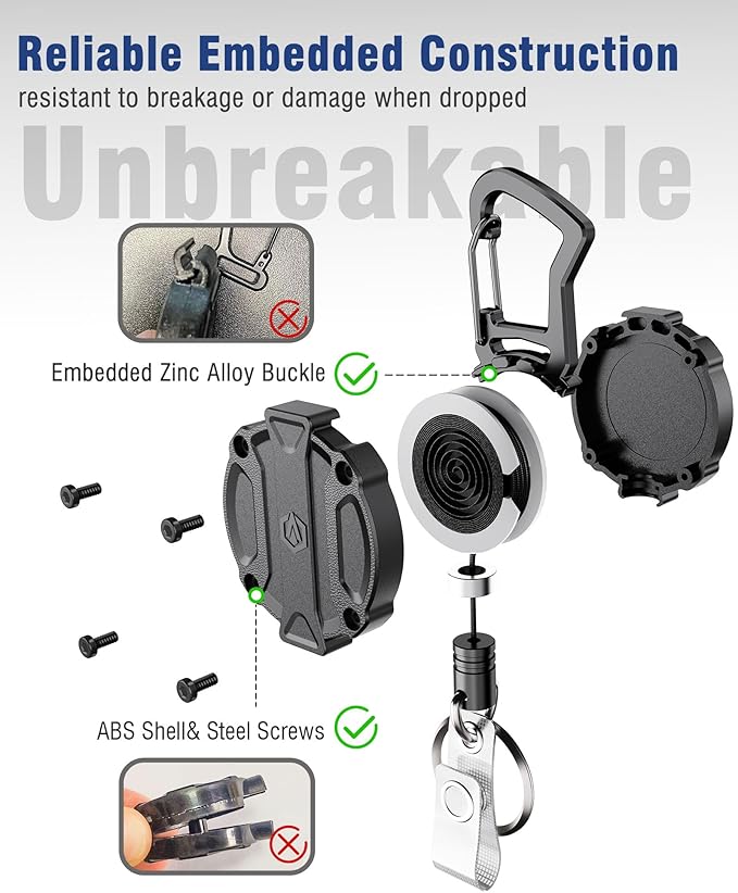 Autonomier 1Pack Heavy Duty Retractable Keychain, Unbreakable Embedded Body - Image 2